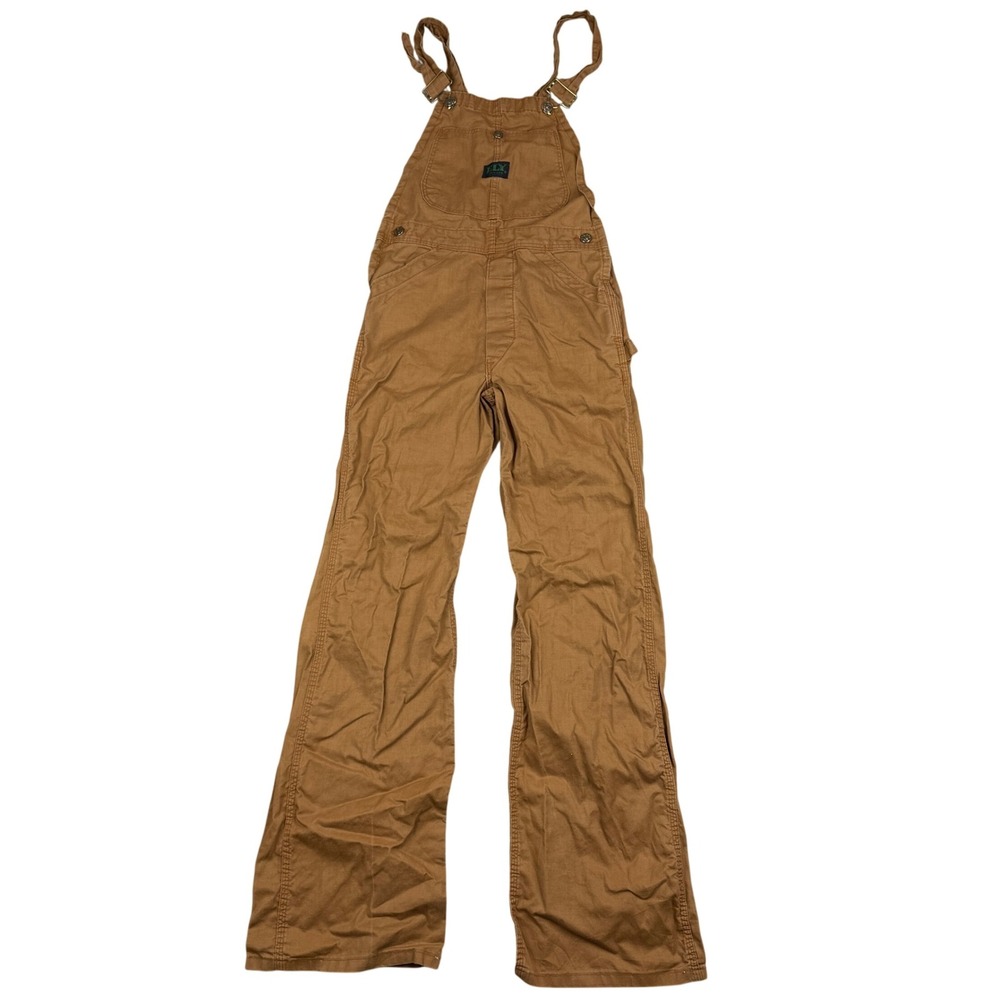 VTG Ely Overalls Womens 5/6 Brown Carpenter Bootcut Denim Bib Workwear 1970s
